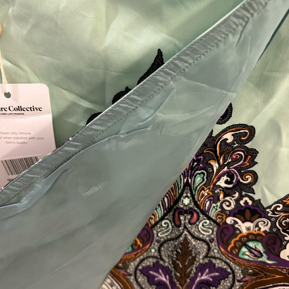 🩵 Etro A-Line Skirt with Paisley Design - Mint and Purple - Picture 6 of 7